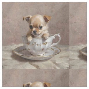 Theekop Chihuahua Puppy Olie Schilderij, Stof