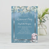 Theekop Dusty Blue Flowers Kaart (Staand voorkant)