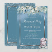 Theekop Dusty Blue Flowers Kaart (Voorkant / Achterkant)