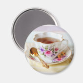 Theekop en gouden theelepel magneet (Voorkant / Achterkant)