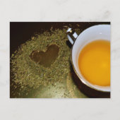 Theekop en thee laat hart fotografisch briefkaart (Voorkant)