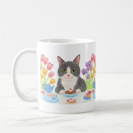 Theekop met afbeelding van een poes met tabby-teke koffiemok