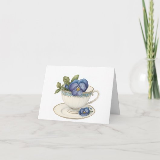 Theekop met bloemetjes Wenskaart Kaart (Voorkant)