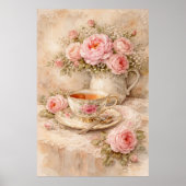 Theekop met rozen poster (Voorkant)