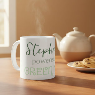 Theekop 'Powered by Green Tea' met eigen naam Koffiemok