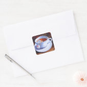Theekop & schotel met theezakje vierkante sticker (Envelop)