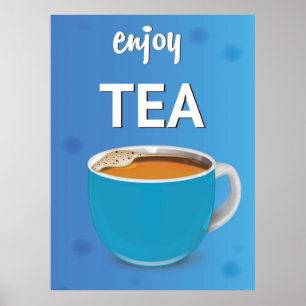 Theekop Vintage poster