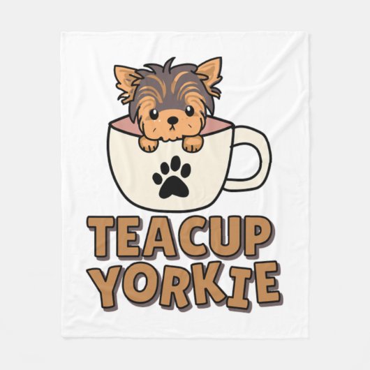 Theekop Yorkie pup  Fleece Deken (Voorkant)