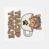 Theekop Yorkie pup  Fleece Deken (Voorkant (Horizontaal))