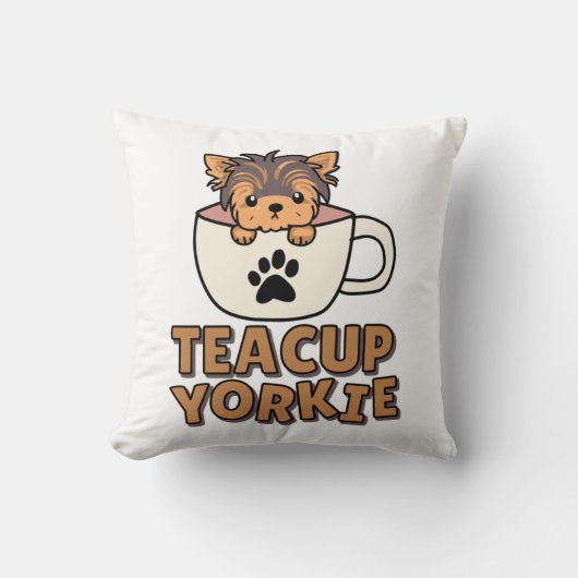 Theekop Yorkie pup  Kussen (Voorkant)
