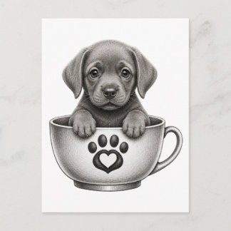 Theekop Zilveren Labrador Retriever Puppy Feestdagenkaart