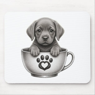 Theekop Zilveren Labrador Retriever Puppy Muismat