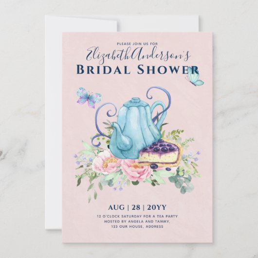 Theekopje Bruiloft Feest Theetijd Afternoon Tea Ui Kaart (Voorkant)