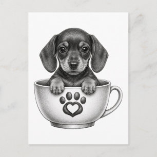 Theekopje Dachshund Puppy Feestdagenkaart