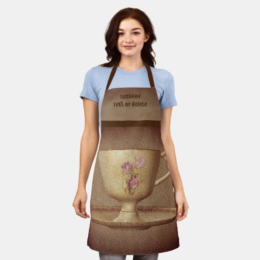  theekopje en schotel gepersonaliseerd schort (Gedragen)