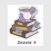 Theekopje en stapel boeken sticker (Vel)