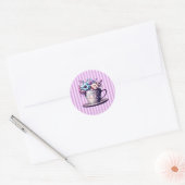   theekopje met bloemen ronde sticker (Envelop)