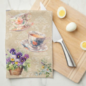  theekopje theepot handdoek Damask Bloemen Pansies (Quarter Fold)