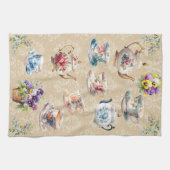  theekopje theepot handdoek Damask Bloemen Pansies (Horizontaal)