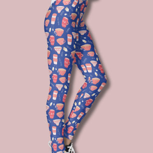 Theekopje vintage perzik en blauwe patroon leggings