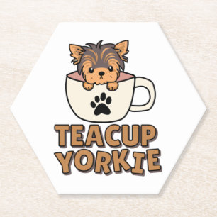 Theekopje Yorkie pup Kartonnen Onderzetters