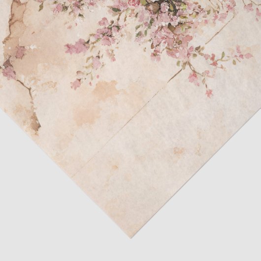 Theekopjes en Theepot Set Rustieke Decoupage Tissuepapier (Detail)