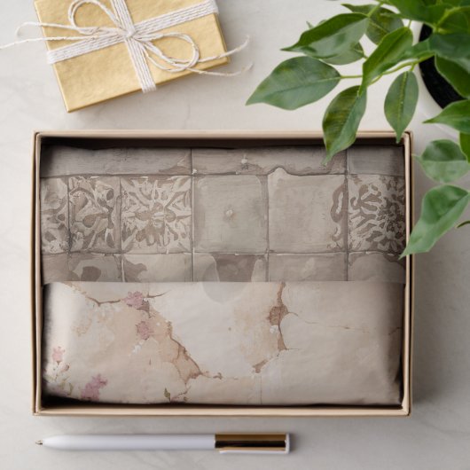 Theekopjes en Theepot Set Rustieke Decoupage Tissuepapier (Geschenk)