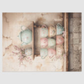 Theekopjes en Theepot Set Rustieke Decoupage Tissuepapier (Voorkant)