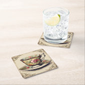 Theekopjes met bloemen Bruiloft Thee-uurtje in vin Kartonnen Onderzetters (Insitu)