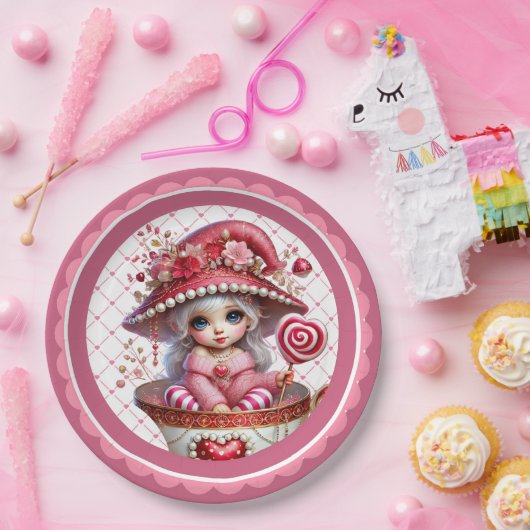 Theekopjes schatjes papieren bordje (Feest)