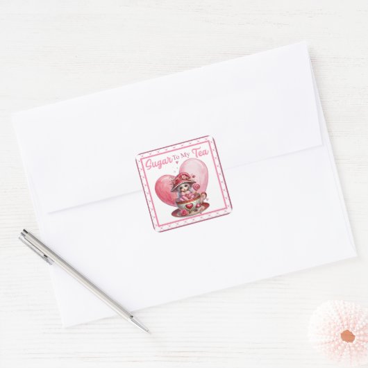 Theekopjes Schoonheden Vierkante Sticker (Envelop)