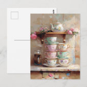 Theekopjes Theepot Set Keuken Briefkaart (Voorkant / Achterkant)