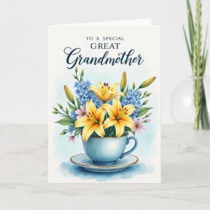 Theekopkaart met Stippen en Bloemen Kaart