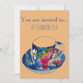  theekopper namiddag of ochtendtheefeestje kaart (Voorkant)