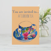 theekopper namiddag of ochtendtheefeestje kaart (Staand voorkant)