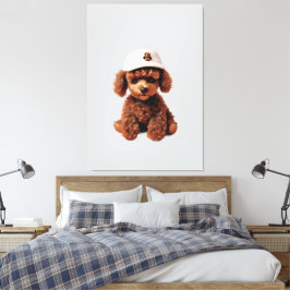 Theekoppoedel met hoed canvas afdruk