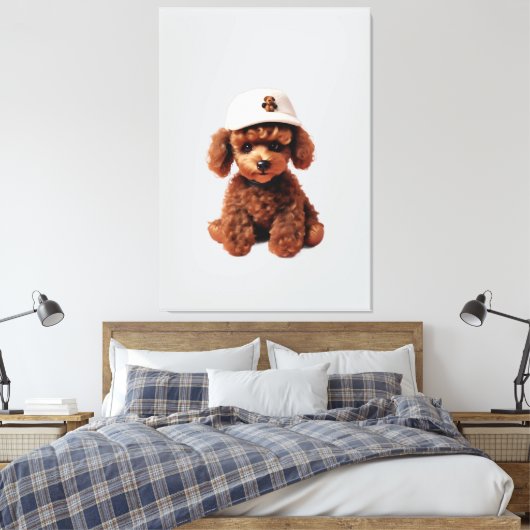 Theekoppoedel met hoed canvas afdruk (Insitu (Slaapkamer))