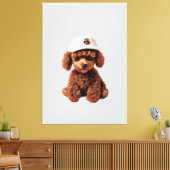 Theekoppoedel met hoed canvas afdruk (Insitu (Woonkamer))