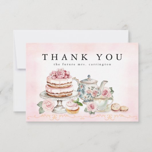 Theekrans Bruiloft Uitnodigingskaart Vintage Bedan Bedankkaart (Voorkant)