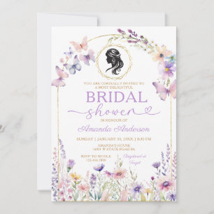 Theekrans Bruiloft Vintage Paarse Wilde Bloemen Kaart