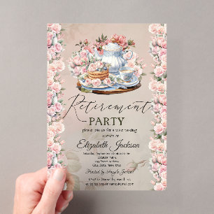 Theekrans chic rozen Vintage verjaardagsfeestje Acryl Uitnodigingen