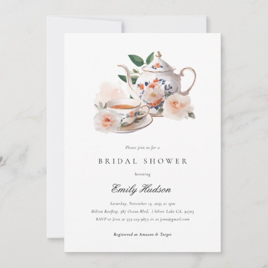 Theekrans Elegante Bruids-Shower Kaart (Voorkant)