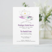 Theekrans Lavendel Gingham Feestje Kaart (Staand voorkant)