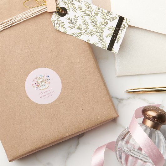 Theekrans met Blush Roze Ronde Sticker