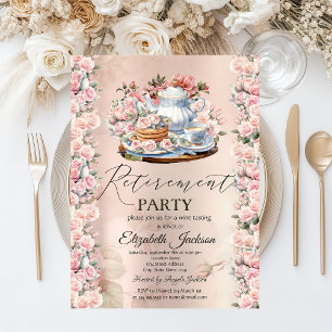 Theekrans met Rozen Vintage Pensioenfeest Kaart