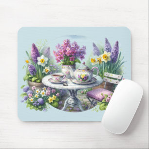 Theekrans met vintage bloemen in de tuin muismat