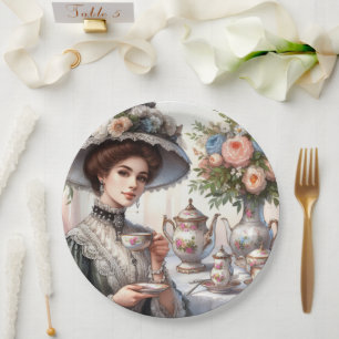Theekrans met Vintage Elegantie / Theetijd Papiere Papieren Bordje