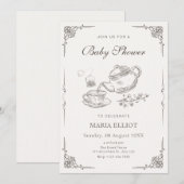 Theekrans met vintage theepot kaart (Voorkant / Achterkant)