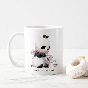 Theekrans met waterverf Panda - op maat gemaakt Koffiemok