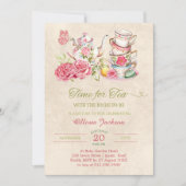 Theekrans uitnodiging bruiloft vintage elegant (Voorkant)